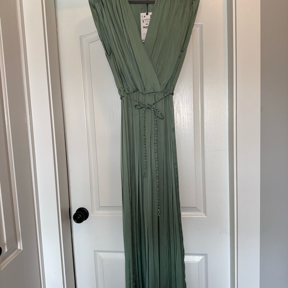 Zara Green Sleeveless Wrap Maxi jumpsuit, brand new with tags